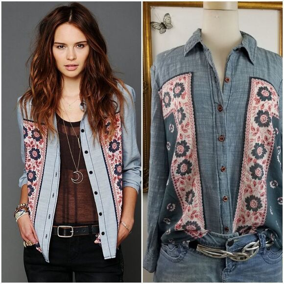 Free People Tops - Free People bandana print button down size medium